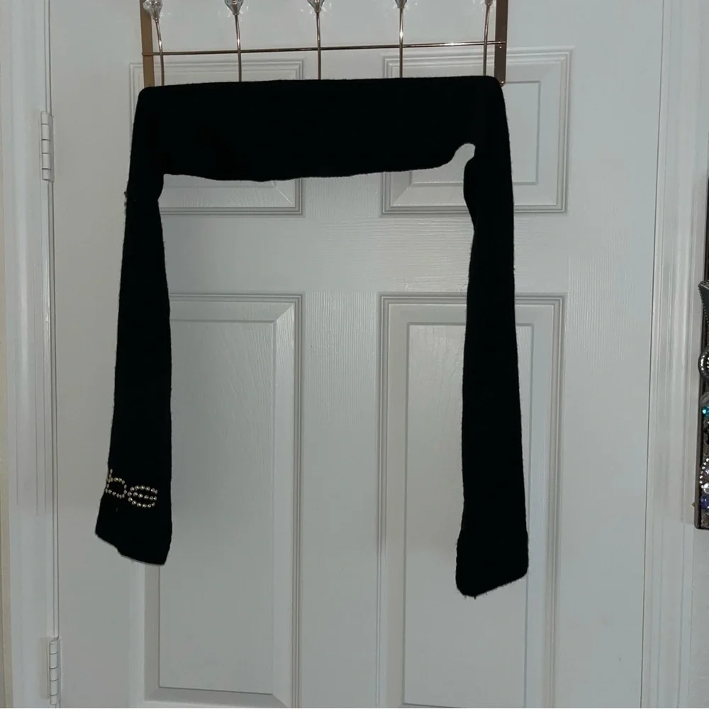 Bebe gold stud black sweater Scarf vintage retro y2k